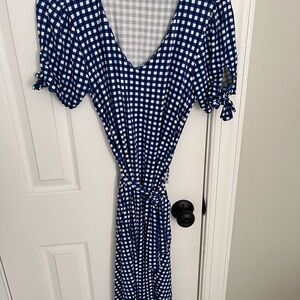 Merrick White Blue Gingham Women's Dress